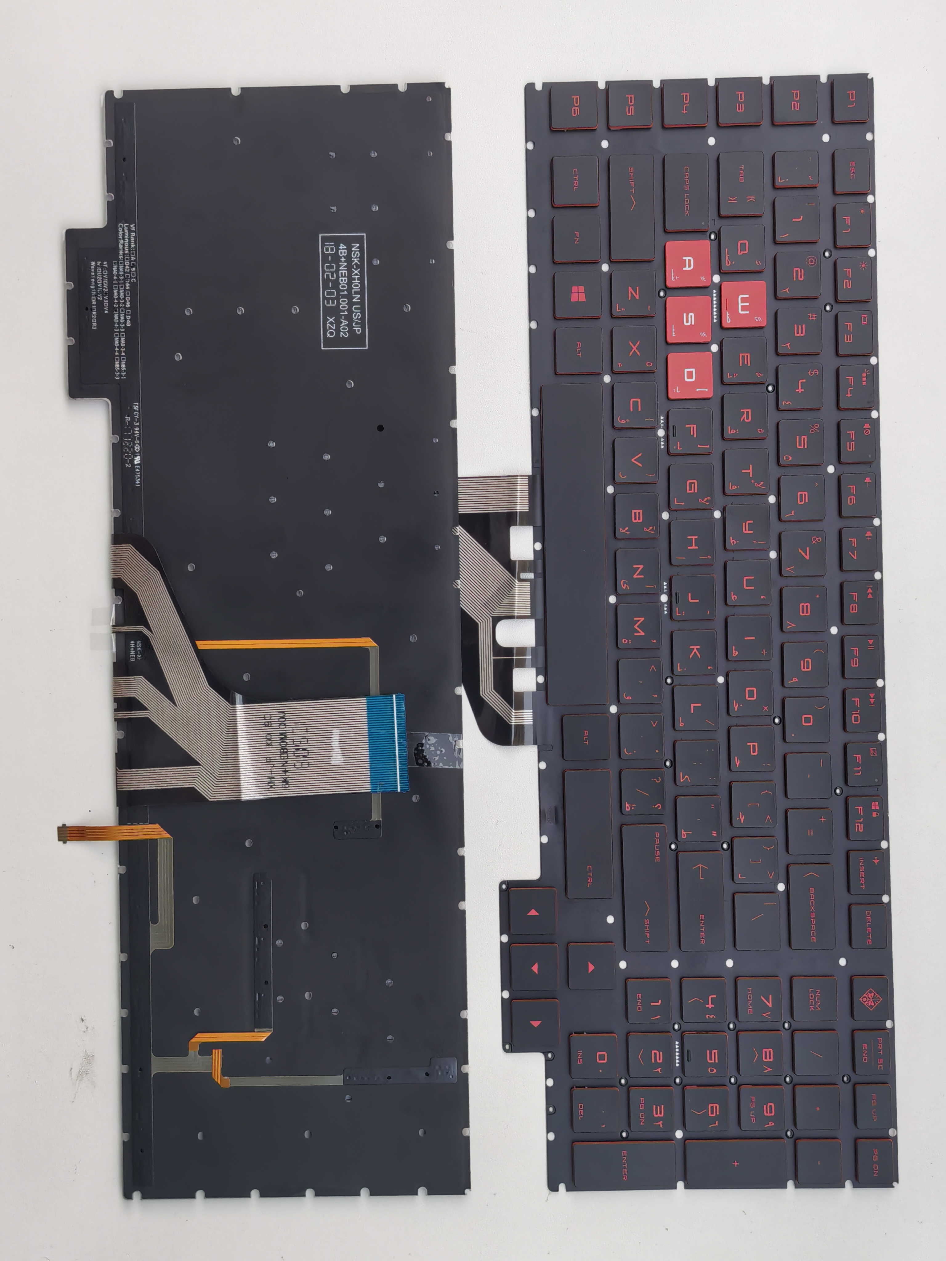 Picture of New Replacement Laptop Keyboard For HP 17-AN BLACK Backlit,Red Printing,Red side AR Layout